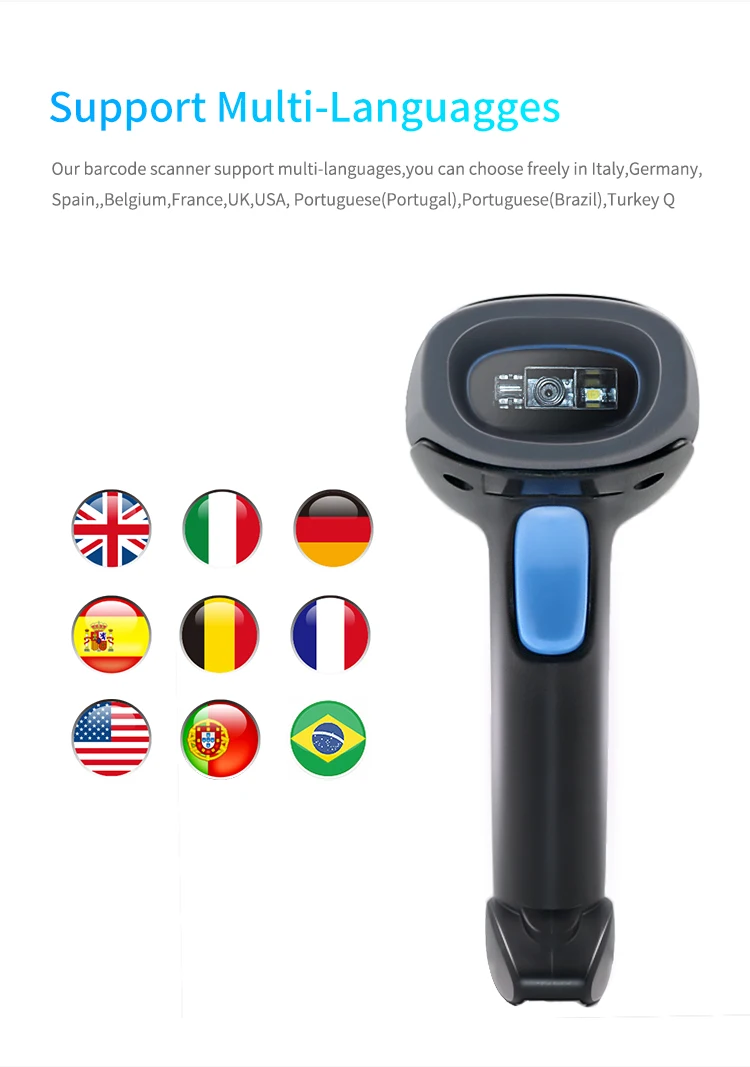 Handheld Barcode Scanner 1D 2D QR USB Wired Data Matrix PDF417 Bar code Reader High-speed Portable for Store Supermarket Payment