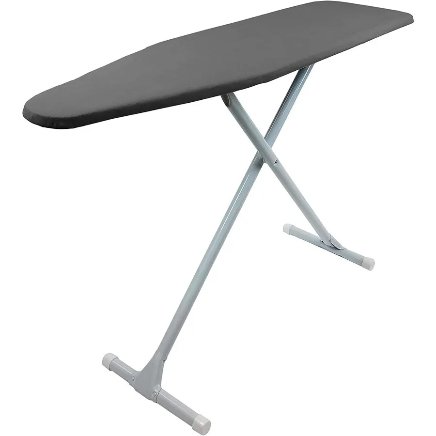 لوح كي الملابس على شكل حرف T، محمول مدمج وقابل للطي بحجم قياسي قابل للتعديل مع وسادة إسفنجية وغطاء قطني، فحمي Gr #1