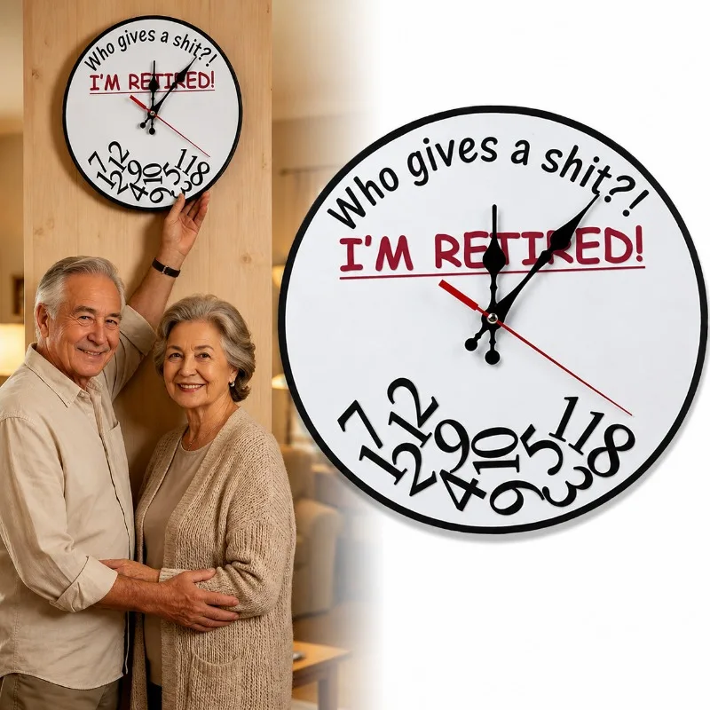 Funny Retirement Wall Clock 3D Printed Humorous Retired Wall Hanging Clock Home Interior Decoration Ornament  Digital Wall Clock