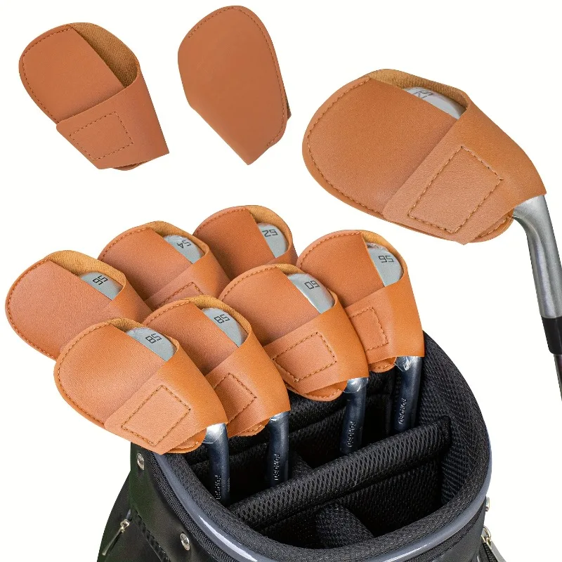 ที่พักศีรษะเหล็กกอล์ฟที่ทนทาน 10 ชิ้น |   ฝาครอบป้องกันสีน้ำตาลสำหรับไม้กอล์ฟและเวดจ์ อุปกรณ์เสริมสำหรับไม้กอล์ฟ ชุดพนักพิงศีรษะ