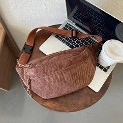 2023 NEW Fanny Pack for Women Girl Crossbody Waist Pack Chest Bags Fashion Corduroy Bags Versatile Solid Color Waist Bag