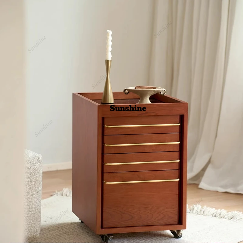 File cabinet, removable side cabinet, retro Nordic drawer storage tea cabinet
