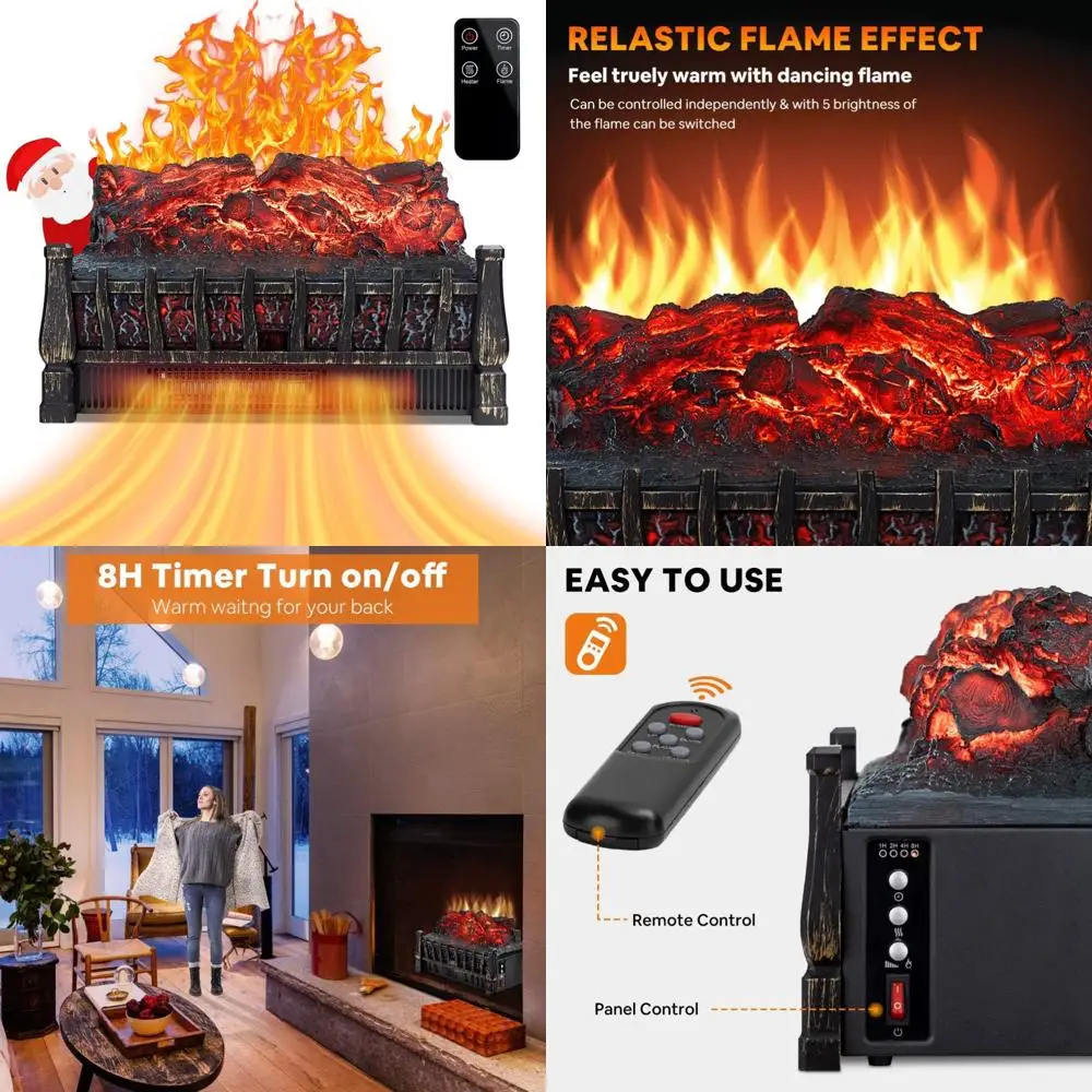 실감나는 불꽃과 촛불 효과를 가진 적외선 벽난로 히터, 8시간 타이머, 삶을 풍부하게 해주는 실내 벽난로 인서트