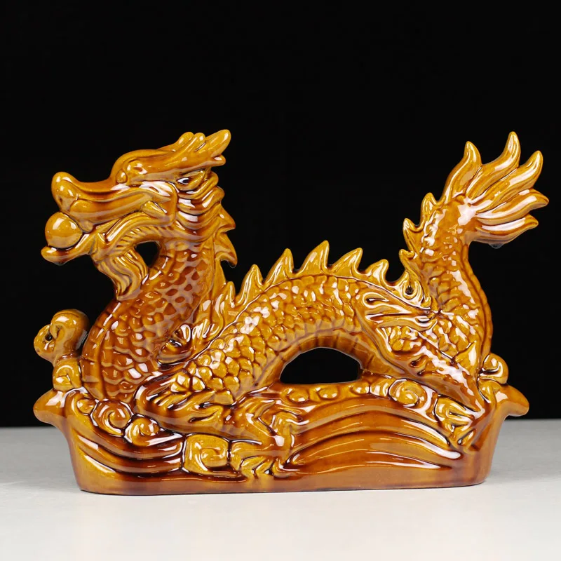 Ceramic Dragon Decorations, Tang Sancai Home Decorations, Zodiac Dragon Handicrafts, Green Dragon Living Room Decorations