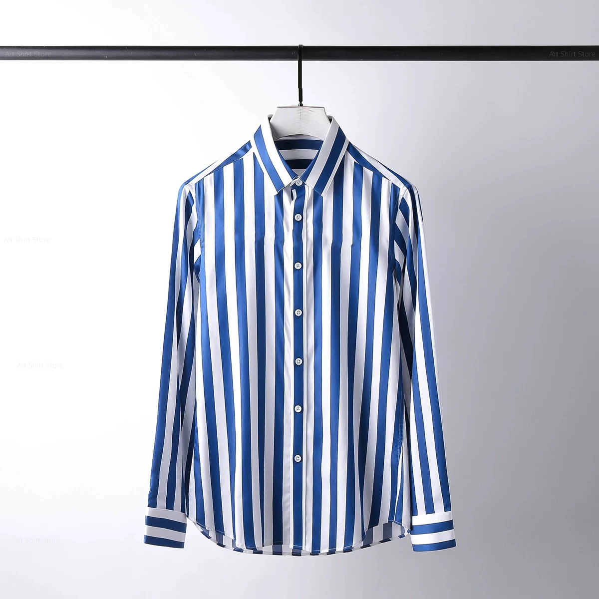 European and American new fashionable men's luxury fashionable personalized printed slim long-sleeved shirt