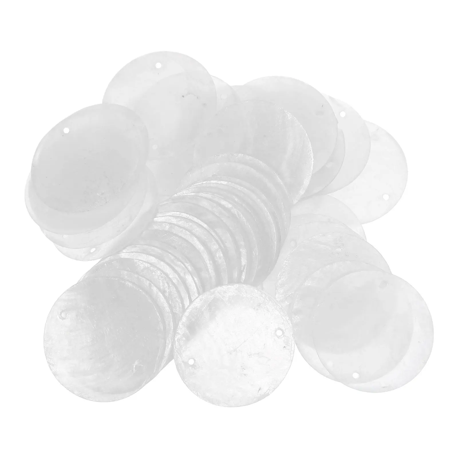 100Pcs Natural Round Capiz Shell Discs Dual Holes Seashell Charms for DIY Wind Chime Bells Door Curtains Crafts
