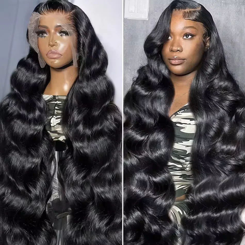 

46 long inches 13x6 HD Front Wigs Transparent Lace Natural Body Wave Human Hair 200 Density in Brazilian human hair For Women h