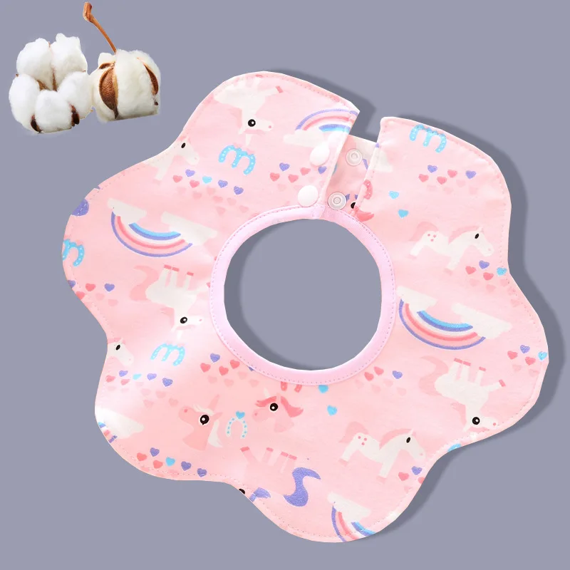 Baby Cotton Saliva Towel Newborn 360 Degree Swivel Snap Bib Waterproof Bib Baby Spring and Autumn Cotton