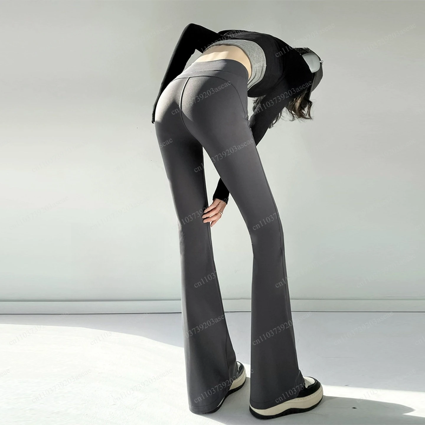 2026 Spring/Autumn High-Waist Slimming Sports Tight Hip-Lifting Flared Yoga Leggings