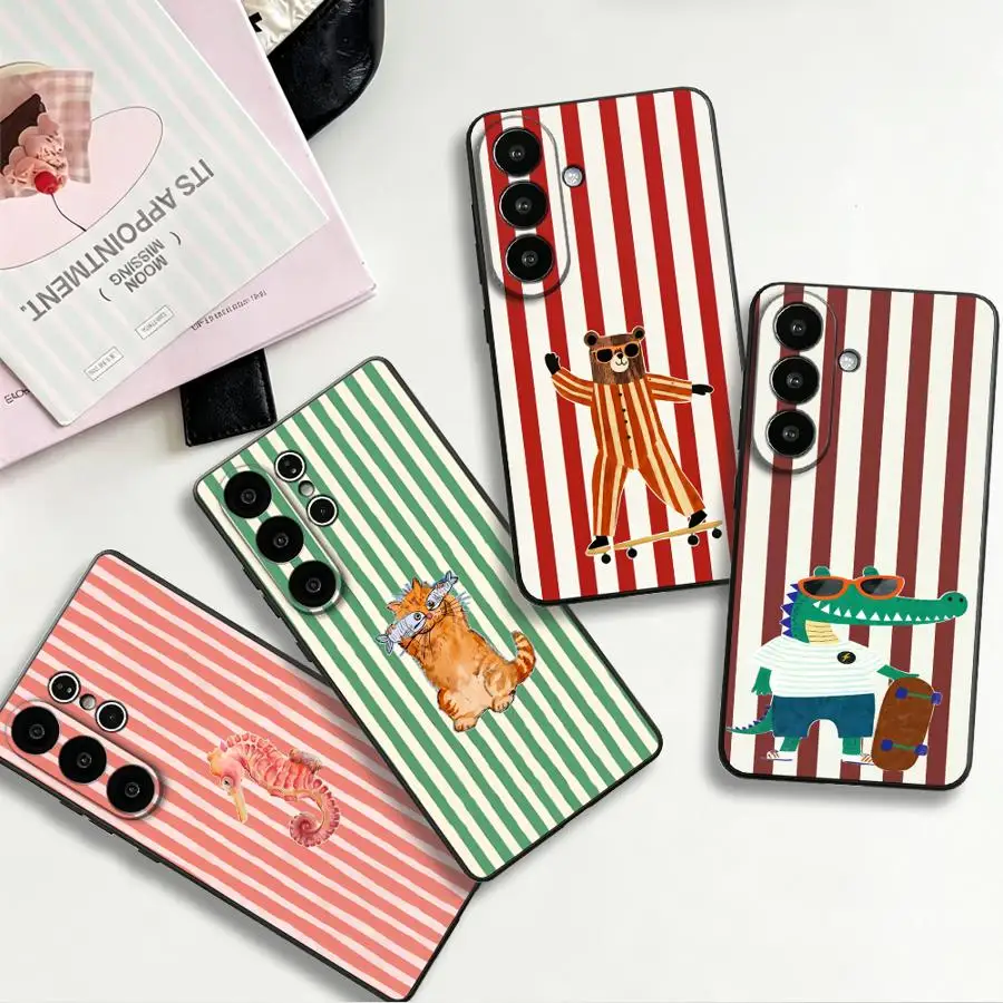 Seahorse Stripe Phone Cover Case for Samsung Galaxy S26 Ultra S23 S25+ S21 FE Note 20 8 9 10 S20 S10 S9 S26+ S25 Plus S24 S24+