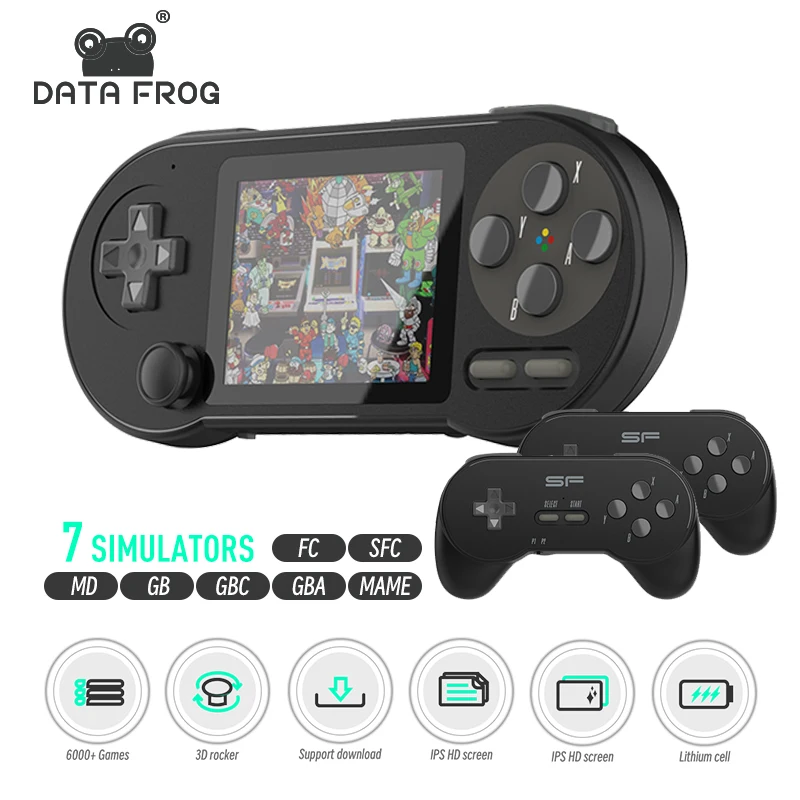 DATA FROG SF2000 Black Handheld Game Console Retro Gaming Portable Retro Video Game Console Support AV Output 2024