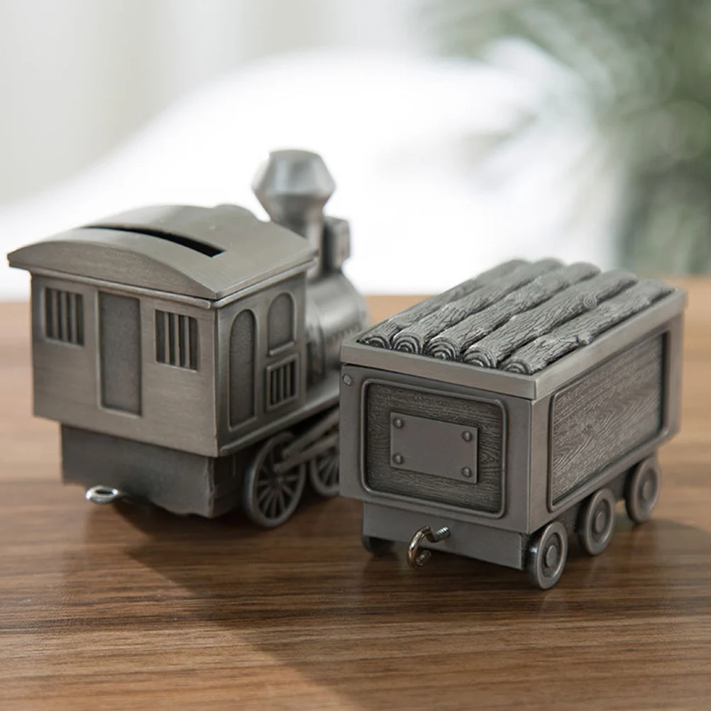 

1Pcs Creative Train Shaped Money Pot Grey Coin Piggy Bank Decorative Saving Pot Desktop Ornament for Home Office Saving