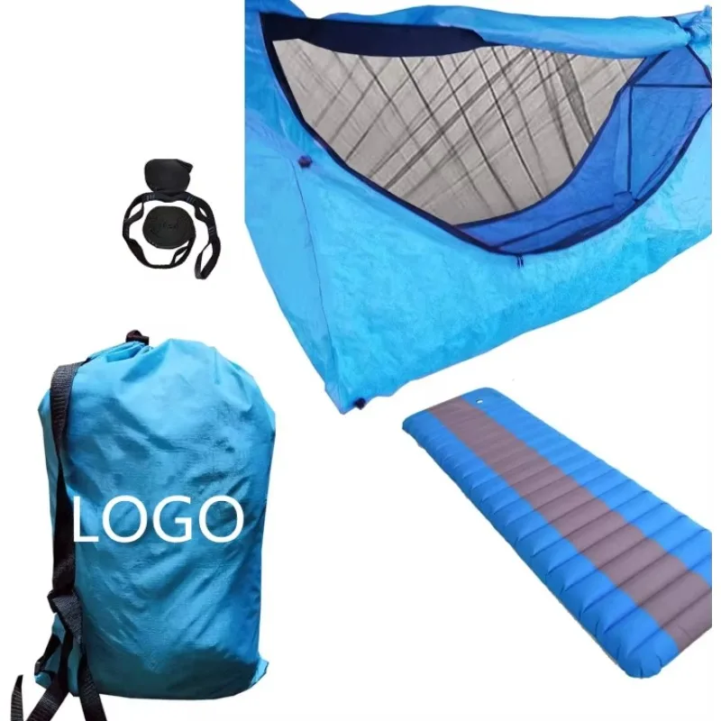 New Product New Design Convenient Outdoor Sports Folding Nylon Hammock with Mosquito Net and Sleeping Mat