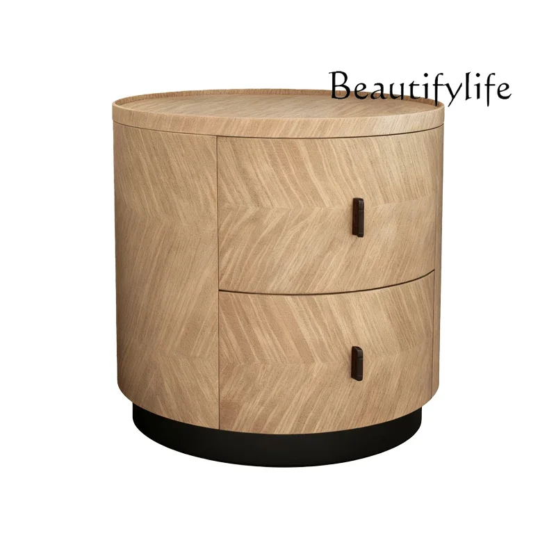 Bj moderna mesa de cabeceira nordic quarto armário de armazenamento de madeira maciça redonda designer mesa de cabeceira minimalista
