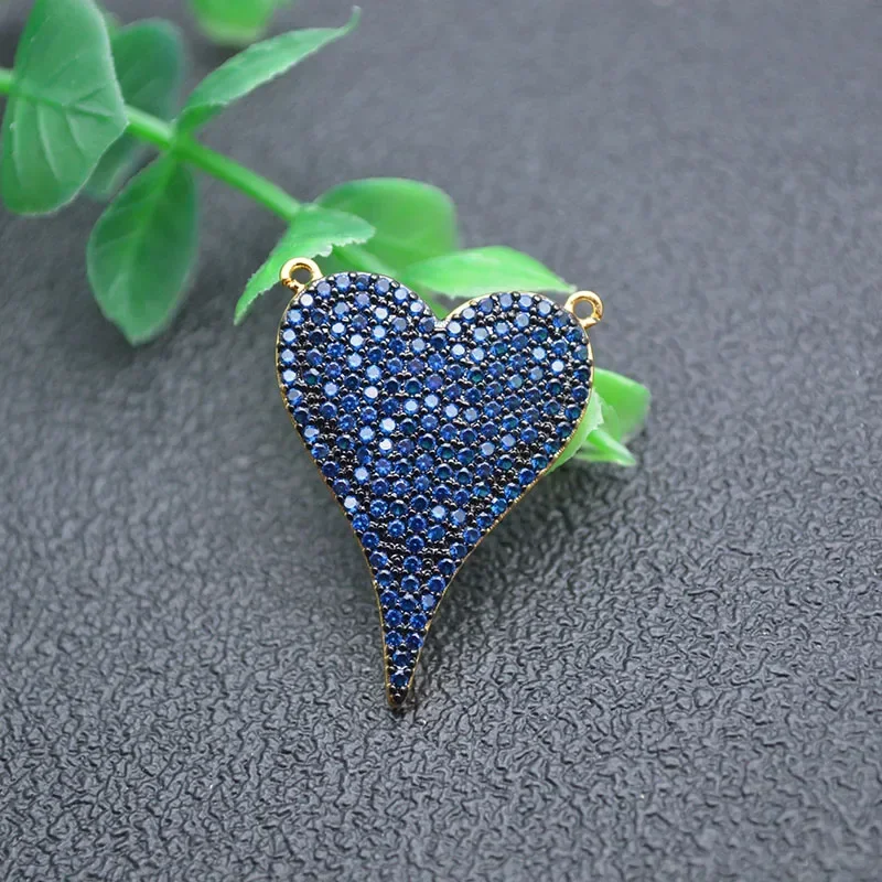 Imagem -02 - Pave Pingente de Coração para Mulheres Luxo cz Beads Azul Amarelo Preto Cor Colar Making Faça Você Mesmo Jóias Suprimentos Pcs