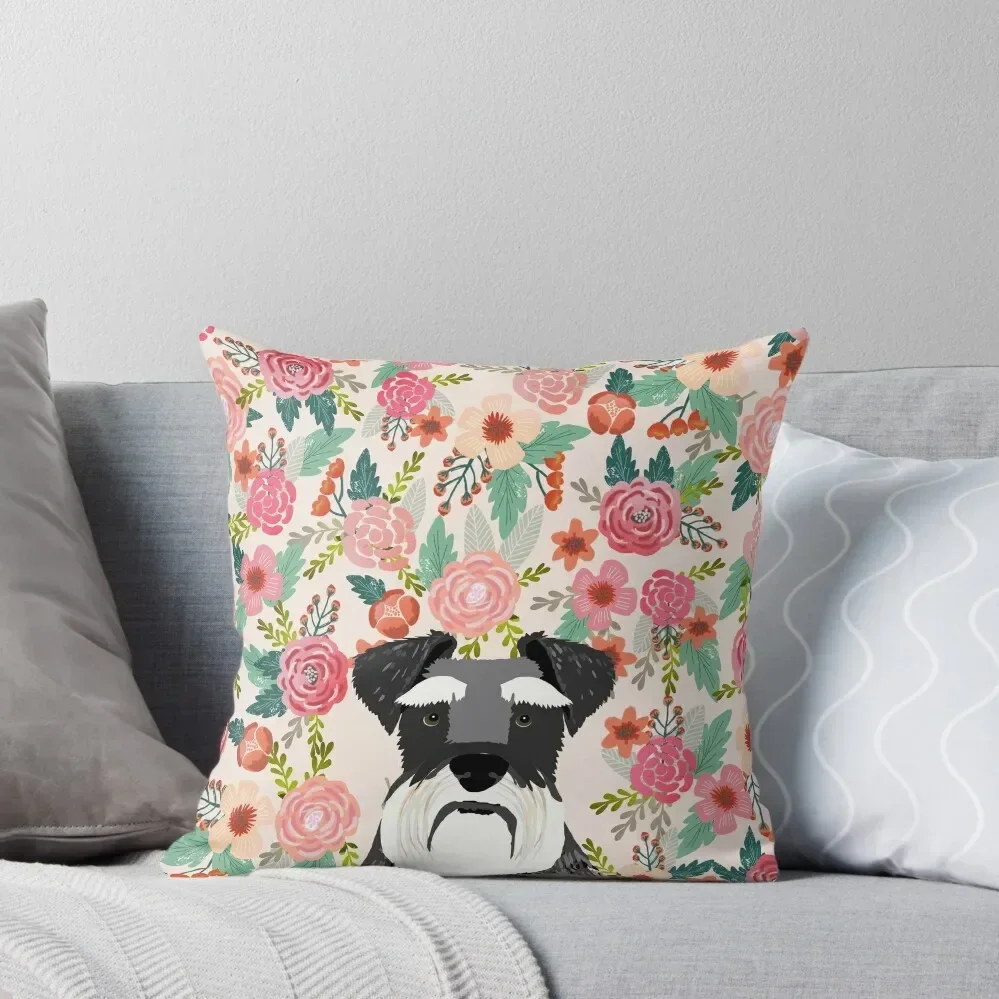 

Schnauzer dog head floral background flower schnauzers pet portrait Throw Pillow Sofa Covers Cushions For Sofa pillow