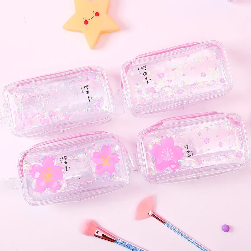 Imagem -06 - Chen Lin-kawaii Quicksand Mermaid Pencil Case Bolsa Transparente Glitter Pen para Meninas Armazenamento Multi-função Bolsa de Cosméticos 1pc