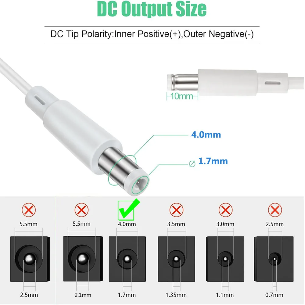 24V Charger for Yeelight Smart Strip Light 1S Replacement Power supply Adapter 24V LED Power Driver-24V-0.9A-DC 4.0X1.7mm Plug view 2