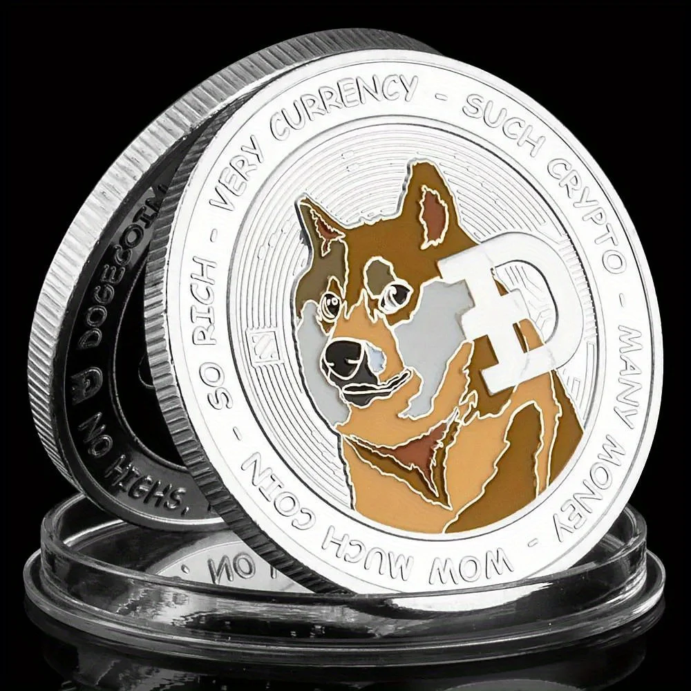 1 Piece Dogecoin Cryptocurrency Coin Musk and Doge To The Moon Collectible Physical Crypto Coin Golden Plated Commemorative Coin