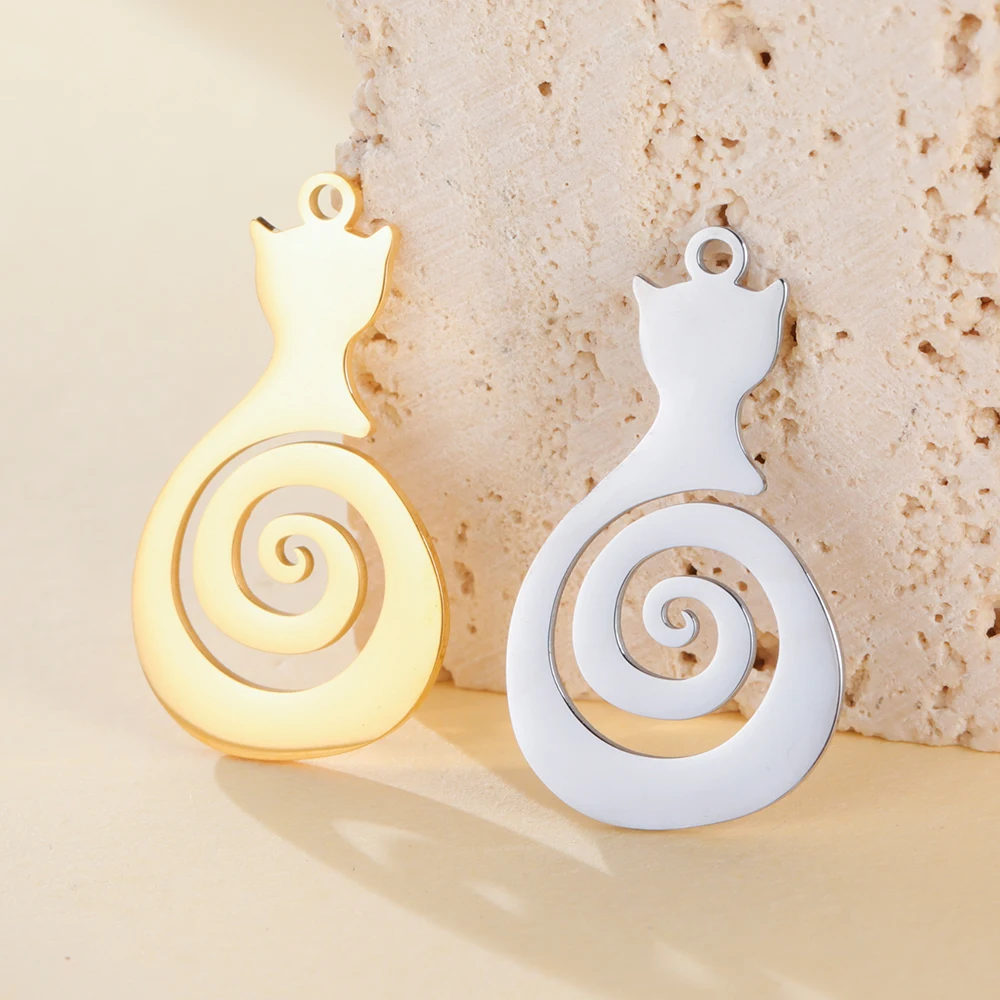 

EUEAVAN 1pc Cat Stainless Steel Pendant for Necklace Animal Charms Necklace Earrings Jewelry Making Accessories DIY Gifts