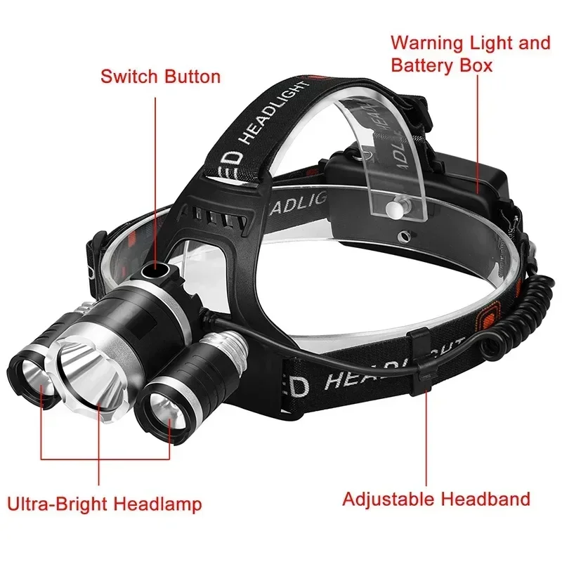 Super Bright T6 Led Headlamp Use 18650 Battery Rechargeable Fishing Headlight Outdoor Hunting Camping Waterproof Head Light