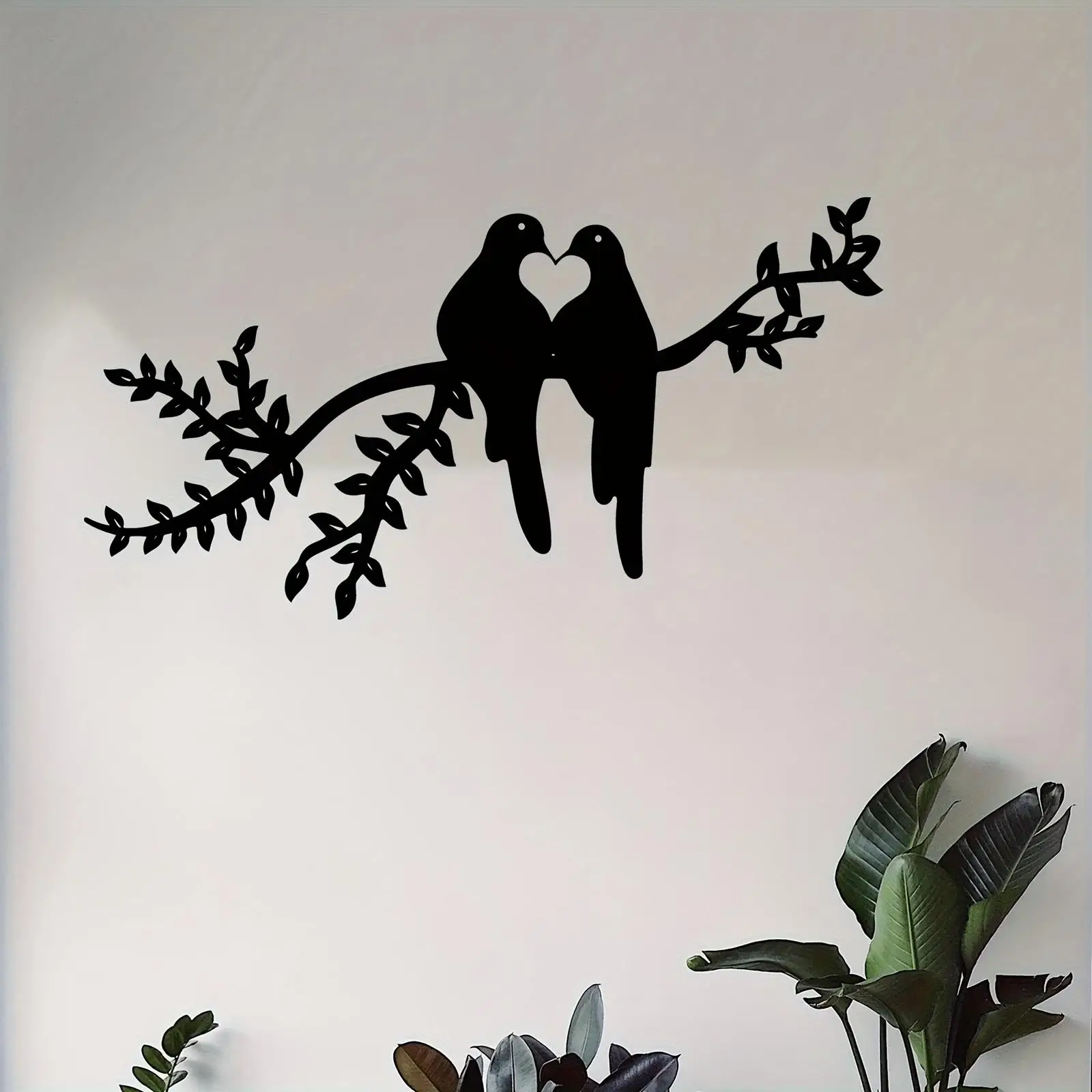 Lovebird metal wall art, couple bird silhouette iron wall decor, romantic bird wall sculpture, valentine bedroom decoration
