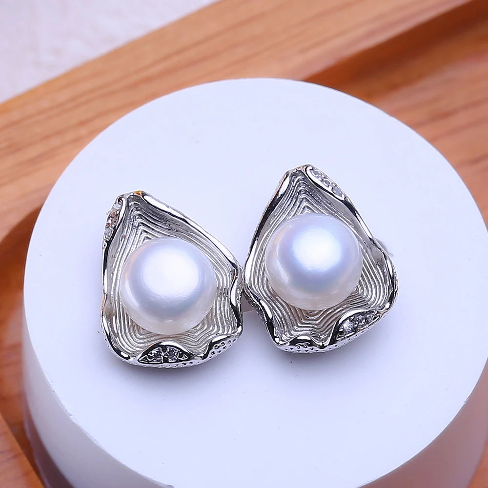FENASY prawdziwa naturalna perła słodkowodna kolczyki sztyfty 925 Sterling Silver impreza biżuteria eleganckie prezenty dla kobiet sprzedaż hurtowa — zdjęcie 5