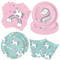 Baby Shower Unicor Themed Disposable Tableware Party Supplies Unicor Plates Cups Napkins Tablecloth Girls Birthday Party Decor
