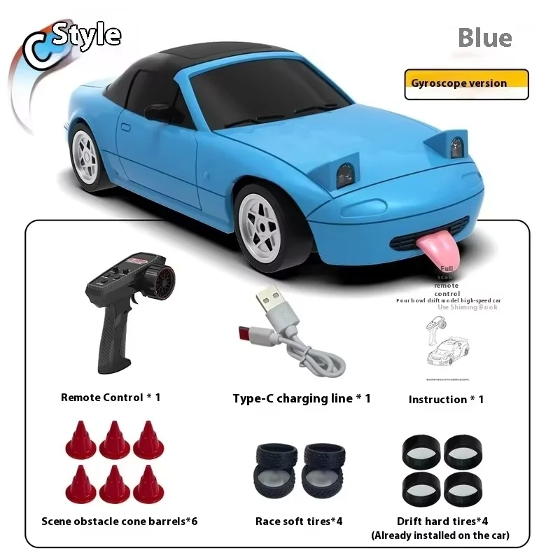 RC Drift Car with Gyro 1:43 Scale MX5 4WD Full Proportional Control 60 Minutes Runtime Realistic Racing Model Car Toy