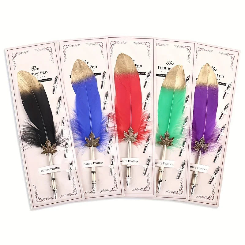 

Перьевая ручка с золотыми перьями и плавающими волосами, смоченная в воде, Готическая ручка в европейском стиле с креплением на шрифт, подарок на день рождения