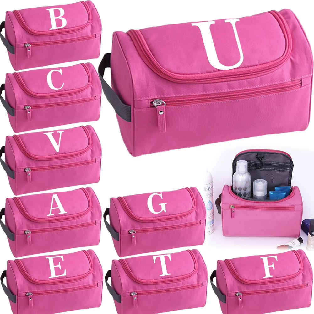 Hanging Cosmetic Toiletry Bag Women White Letter Travel Make Up Storage Makeup Bags Cases Bathroom Shower Organizer Wash Pouch