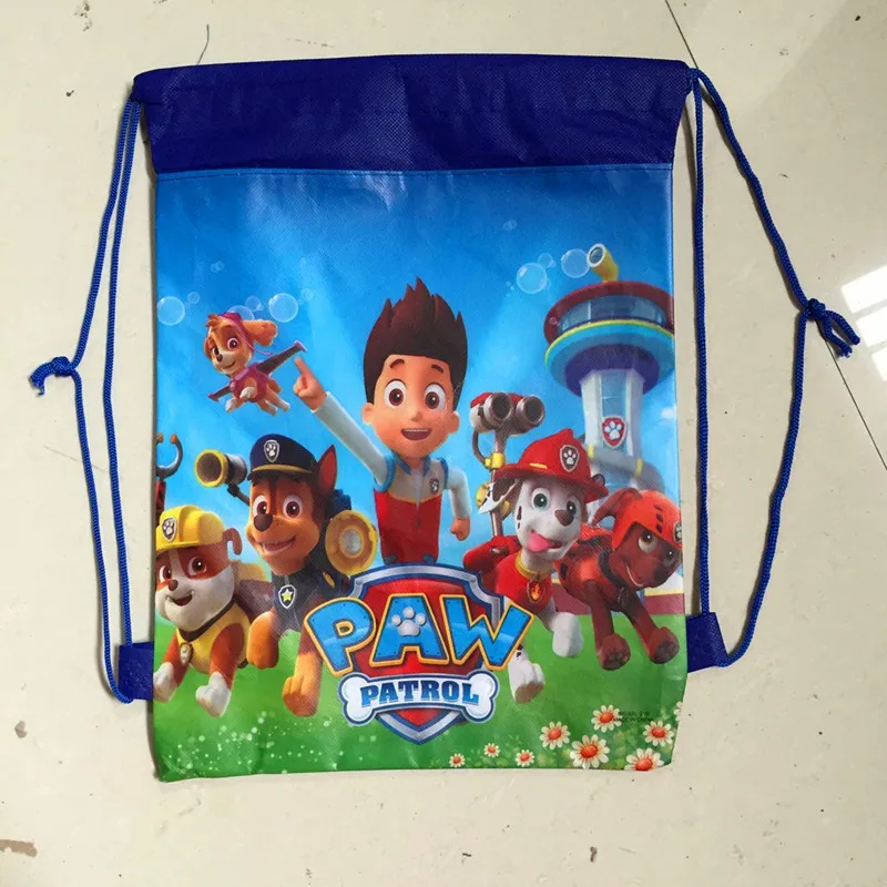 Paw Patrol Chase Anime Borsa con coulisse in tessuto non tessuto Cartone animato Kawaii Borsa regalo per festa di compleanno Divertente borsa a tracolla per bambini Regali