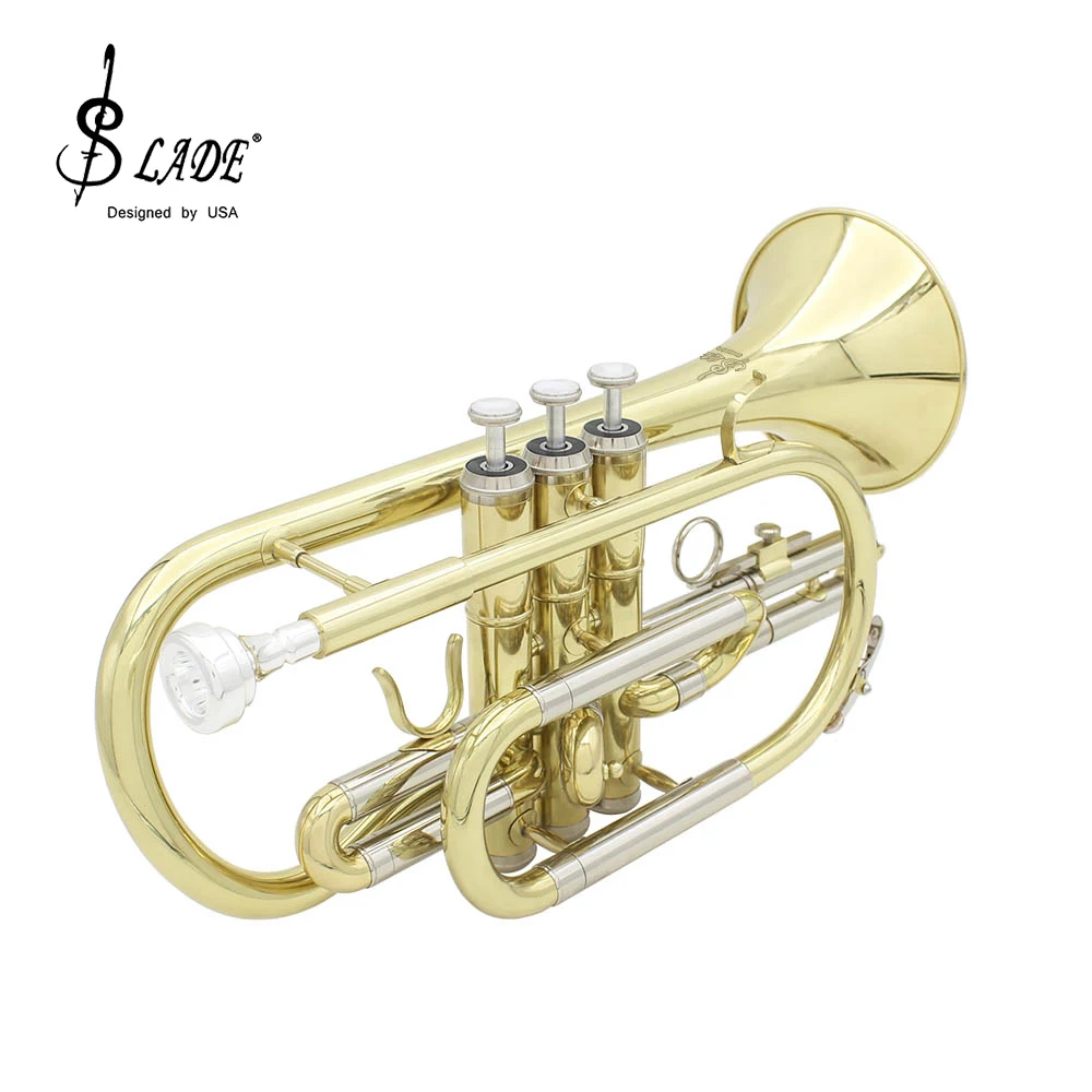 Image 6: SLADE Bb B-flat Cornet corps en laiton Cornet ensemble avec accessoires sac de rangement Instruments professionnels en laiton or argent Cornet