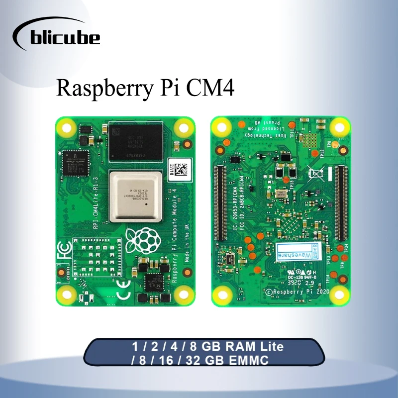 Pi CM4 Compute Module 4 Raspberry  Board Optional 1 / 2 / 4 / 8 GB RAM Lite / 8 / 16 / 32 GB EMMC Flash Wifi & BT Industrial Hat