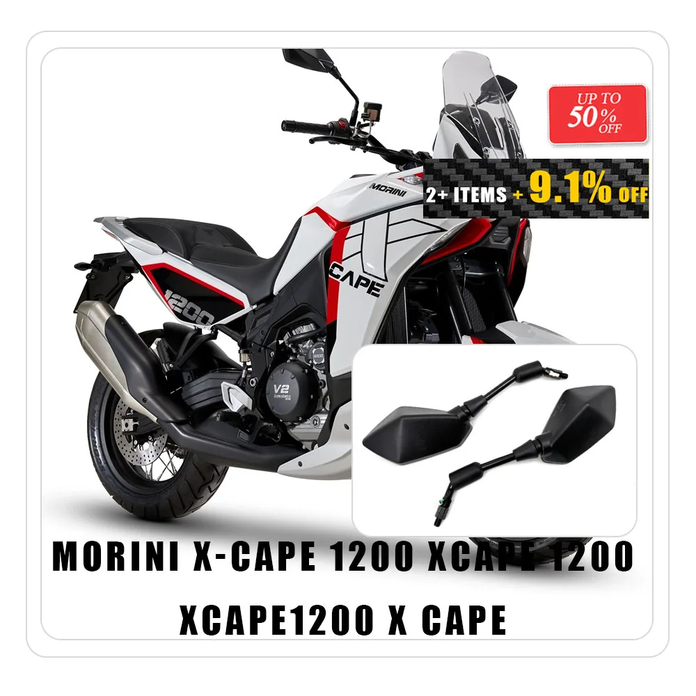Black Motorcycle Side Rearview Mirror Pair With Turn Function Suitable For Morini X-Cape 1200 XCape1200 X Cape