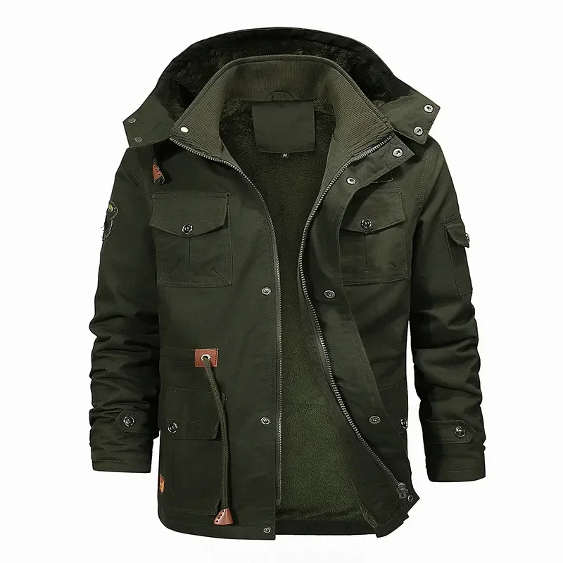 2023 Thermal Coat Army Pilot Jackets Air Force Cargo Outwear Hooded Jacket Mens Military Winter Fleece Inner Jacket Casual Thick