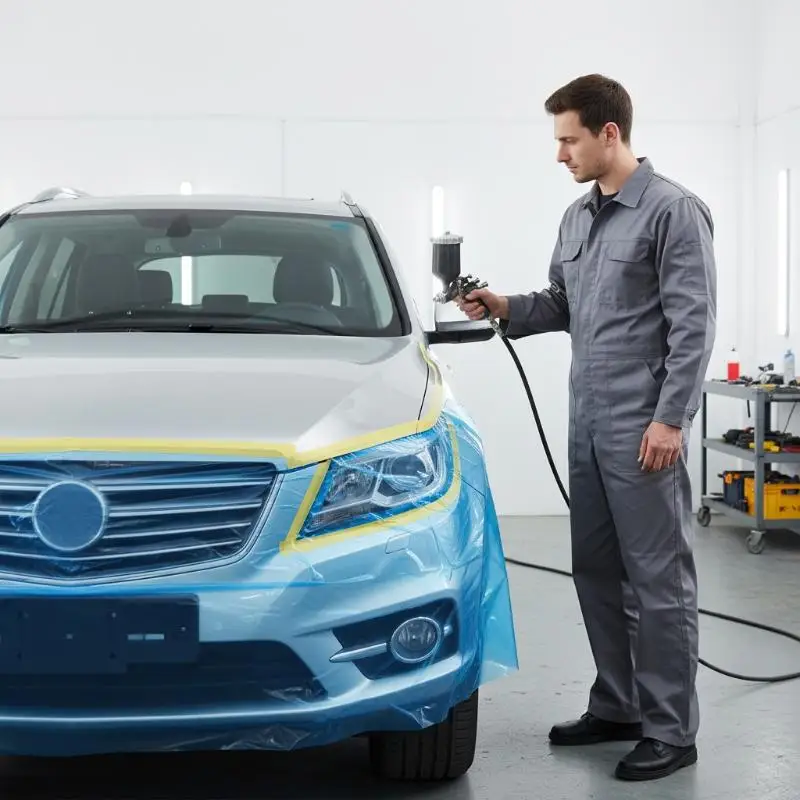Blue Pre Taped Plastic Masking Film for Auto Paint Jobs Tape for Clean Lines and Fast Application