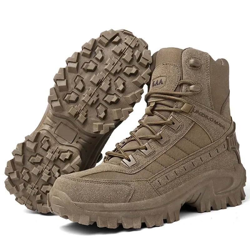 Men Tactical Boots Autumn Special Forces Field Lace-up Man Boot Lightweight Outdoor Non-Slip Waterproof Shoes Zapatillas Hombre