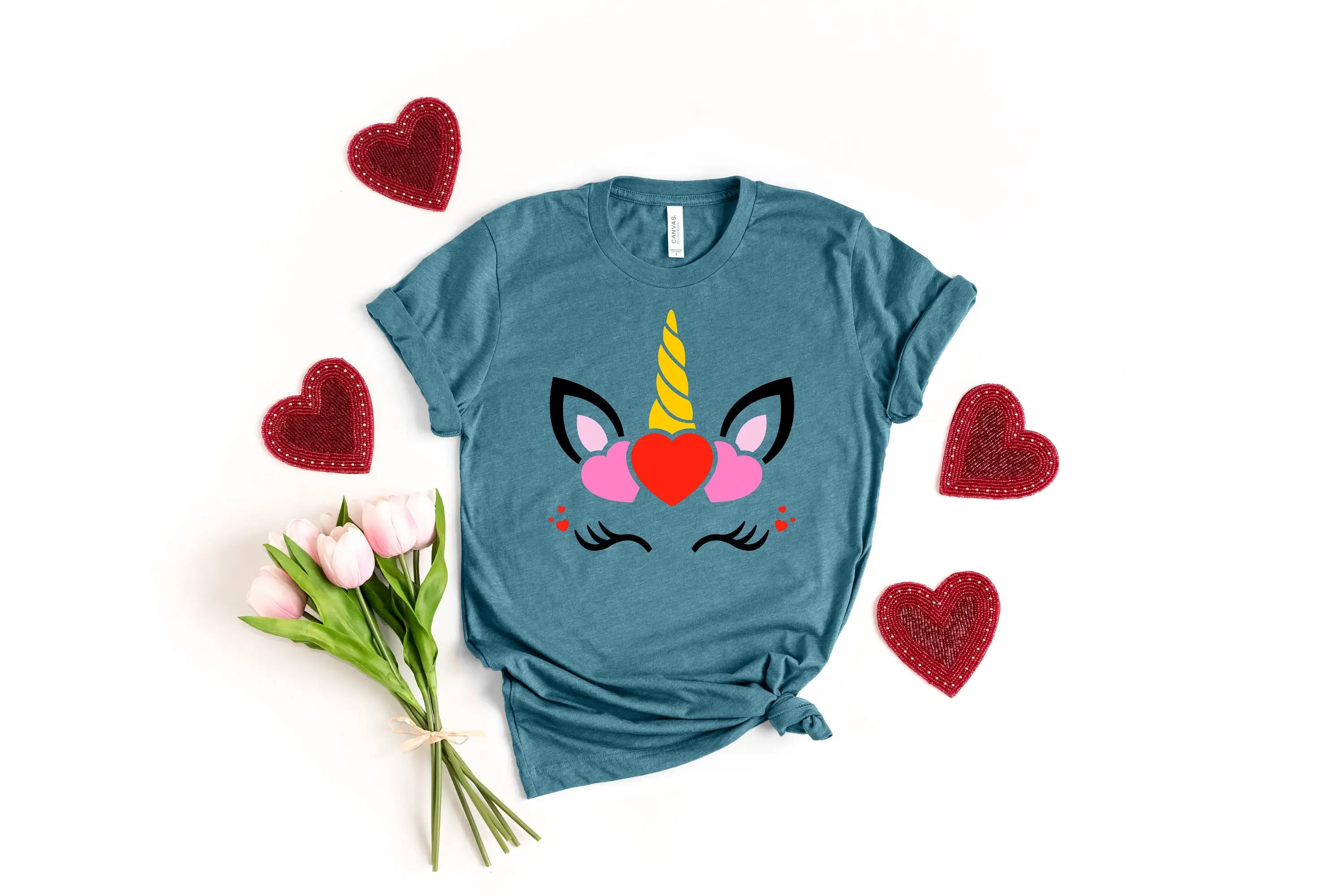 Girl Valentines Day T Shirt Unicorn With Tiara Love Y'All Cute