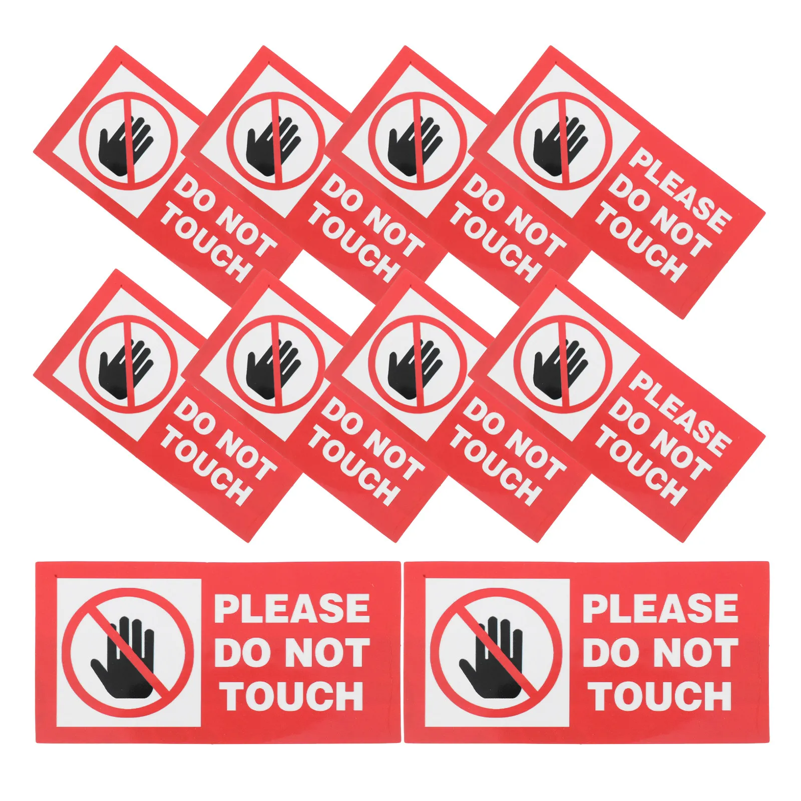 

10 шт. предупреждающих наклеек «Не прикасаться», виниловые этикетки высокой видимости, самоклеящиеся знаки безопасности для офиса, фабрики, промышленности