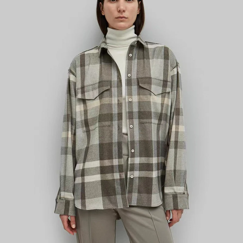 

Facecloth Plaid Colorblocking Shirt, Fashionable Hundred Women's Tops, High Quality,Y2K,2024 Spring New Style