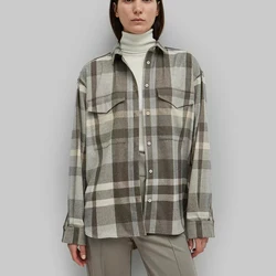 Facecloth Plaid Colorblocking Shirt, Fashionable Hundred Women's Tops, High Quality,Y2K,2024 Spring New Style