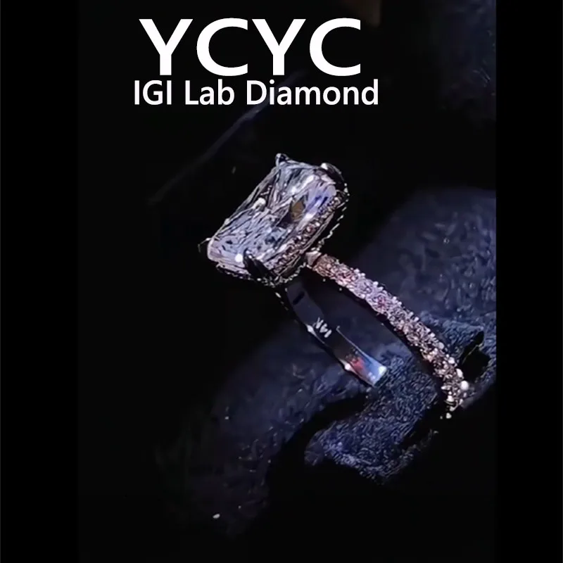 Luxury Lab Grown Diamond  4Ct Ring Solid14K White Gold Radiant Cut Diamond CVD HPHT DEF VS-VVS Wedding&engagement Ring
