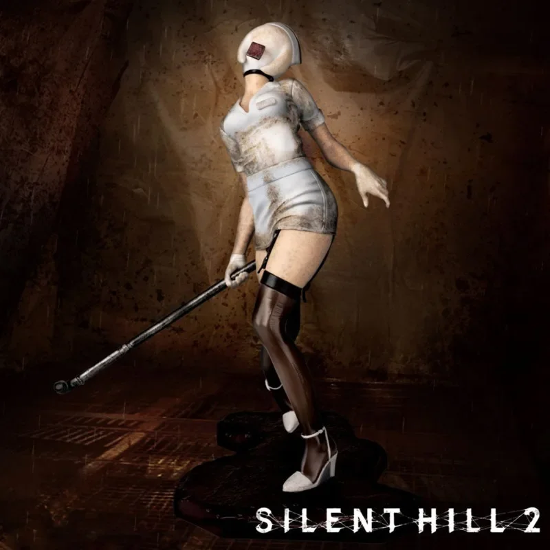 Scary Pyramid Head Figure Bubble Head Nurse Statue Set Creative Character Game Model Desktop Decor Collectible Gift for Home
