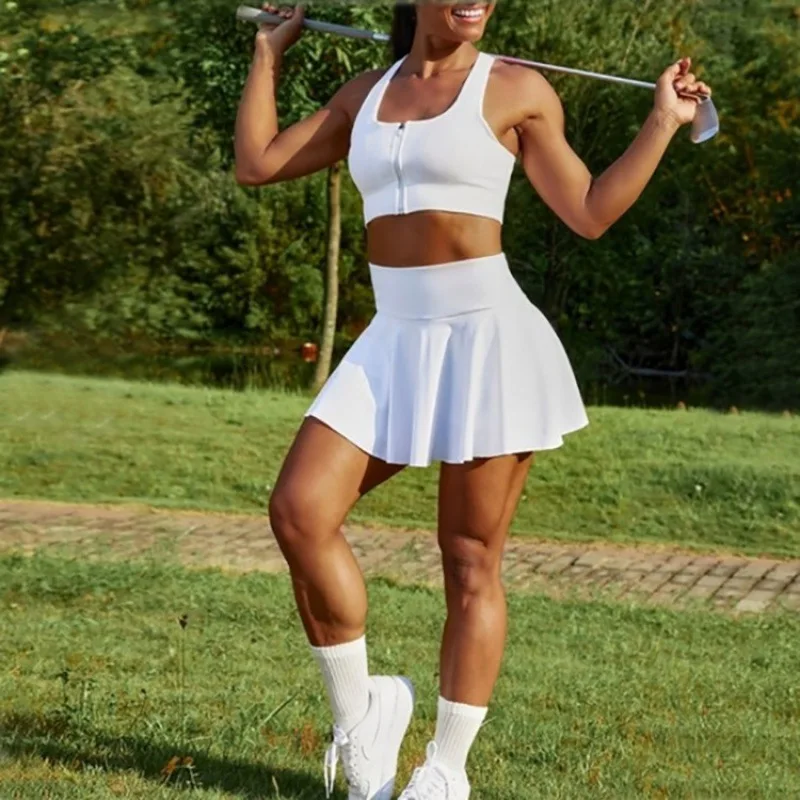 Elegant Sporty High Waist Women's  Skirt Pleated Tennis Skirt Wish Cross-Border Fashionable Ladies' Premium Half Skirt