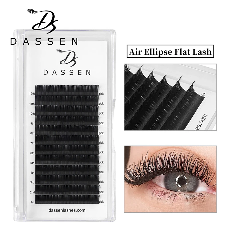 Dassen flache Ellipse Wimpern verlängerungen 0,20 mattschwarze geteilte Spitzen falsche Wimpern natürliches Licht weiche Make-up-Werkzeuge