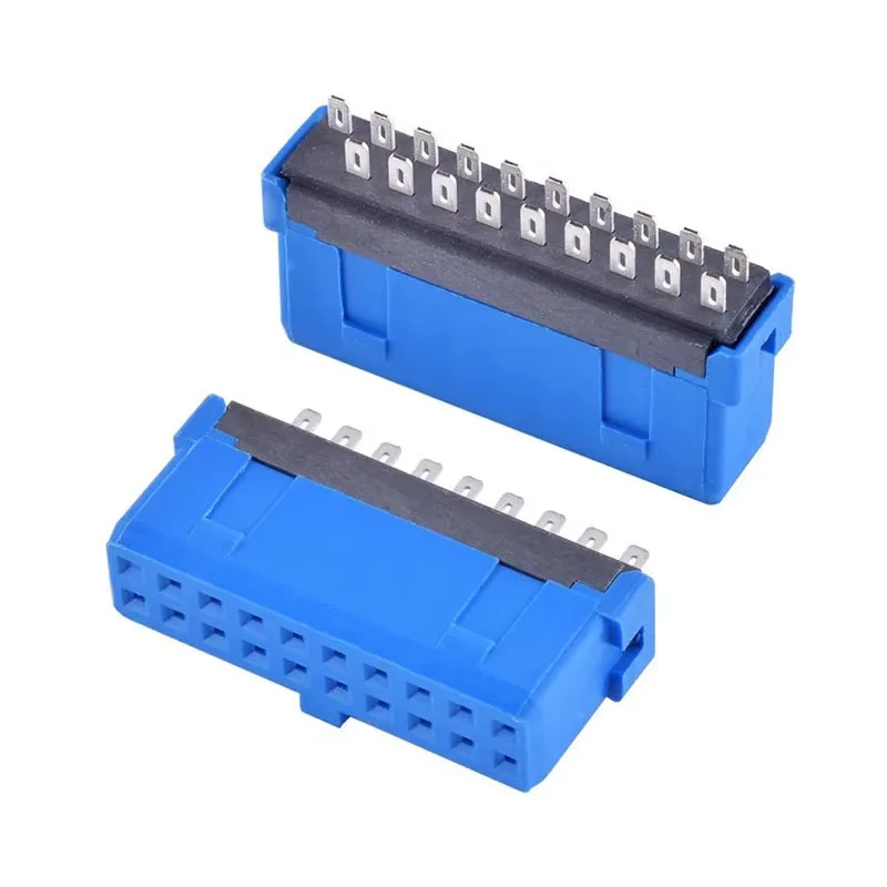 USB3.0 IDC motherboard 20pin connector welding wire /sandwich type wire end plate end spacing 2.0 blue motherboard idc interface