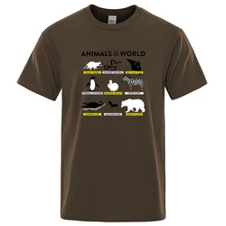 Animals Of The World Printing T Shirts Men Fashion Summer Breathable Clothes 100% Cotton T Shirts Harajuku Crewneck Men Tops