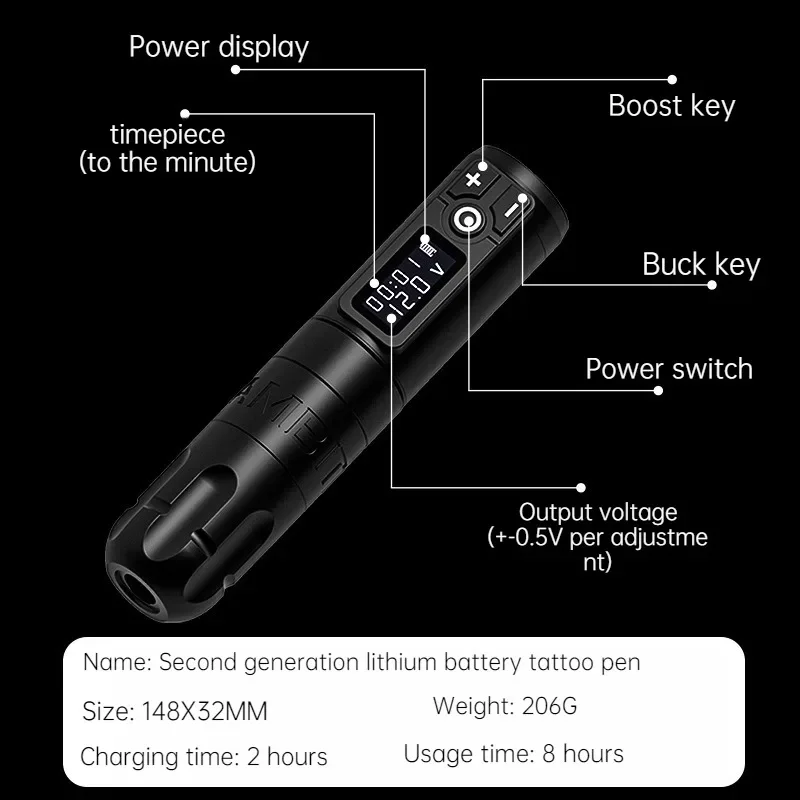 Soldier Wireless Lithium Battery Pen Charging Tattoo Pen Tattoo Machine All-in-one Motor Portable Adjustable Tattoo PenEndurance