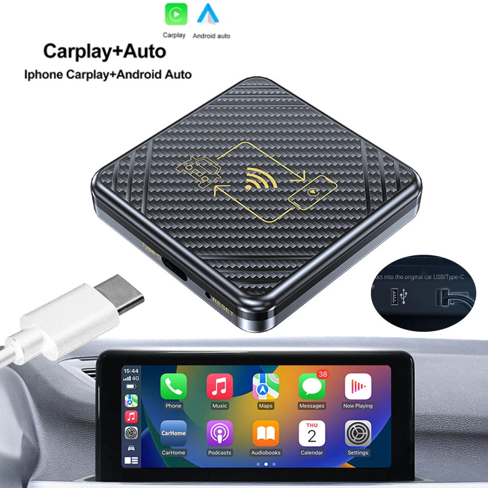 

2 in 1 Wireless Carplay Adapter for Apple iOS Android Auto AI Box Smart USB Plug and Play For Havel Kia Volvo Audi MG VW Hyundai